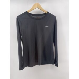 Reebok Play Dry Black Long Sleeve Stretch Running Athletic Sport Top Size Medium